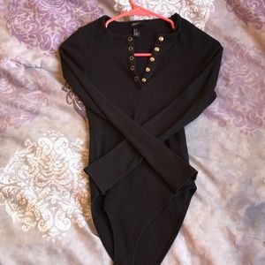 Black long sleeve bodysuit